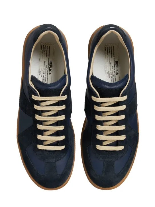 Maison Margiela   20mm Replica leather &amp; suede sneakers 