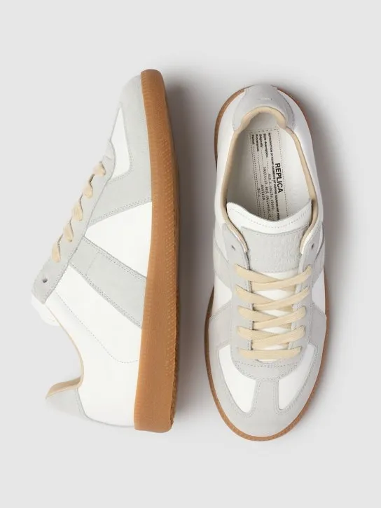 Maison Margiela   20mm Replica leather &amp; suede sneakers 