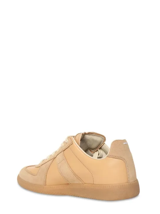 Maison Margiela   20mm Replica leather &amp; suede sneakers 