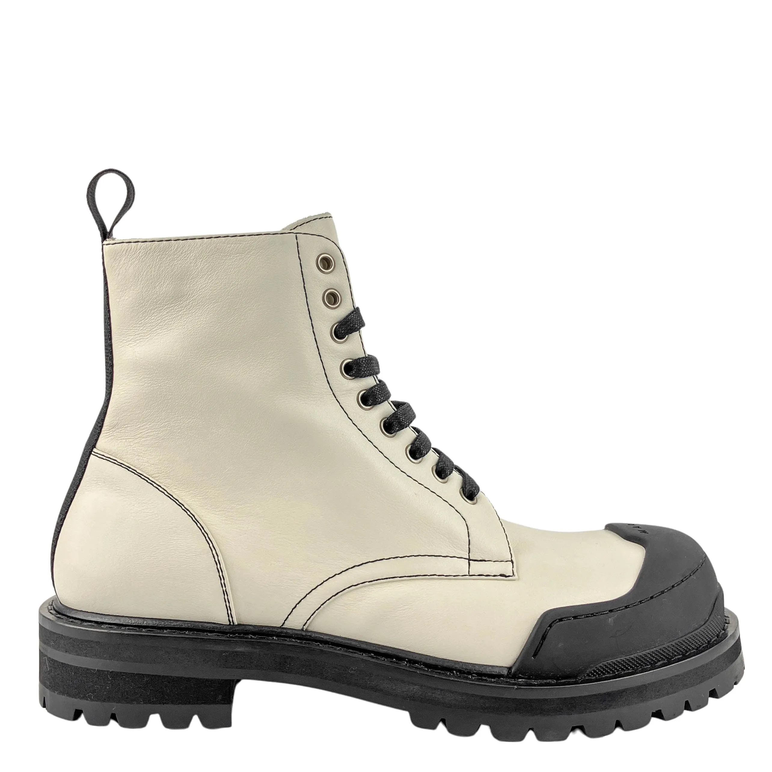 Marni Lace up Boots in Cream/Black