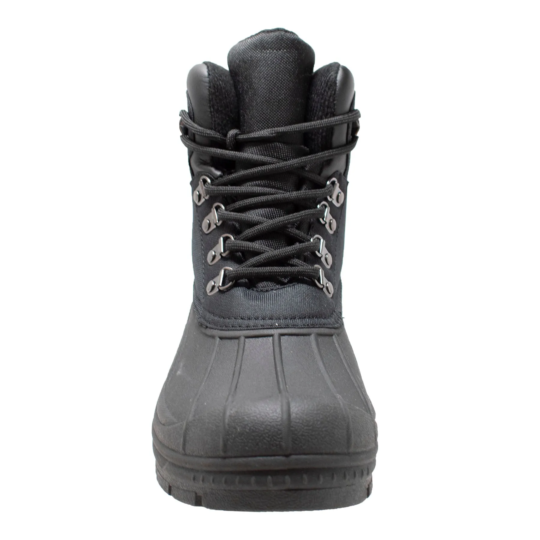 Mens Black Nylon Lace Up Winter Boots