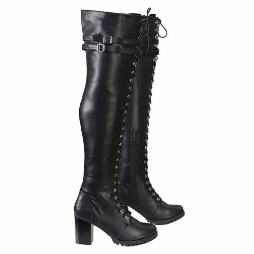 Milwaukee Leather Women's Black Above the Knee Lace-Up Fashion Casual Boots MBL9424