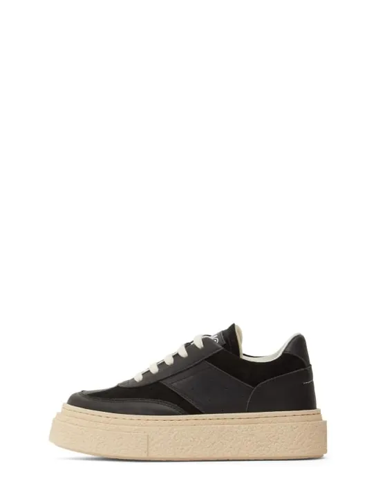 MM6 Maison Margiela   Logo print leather lace-up sneakers 