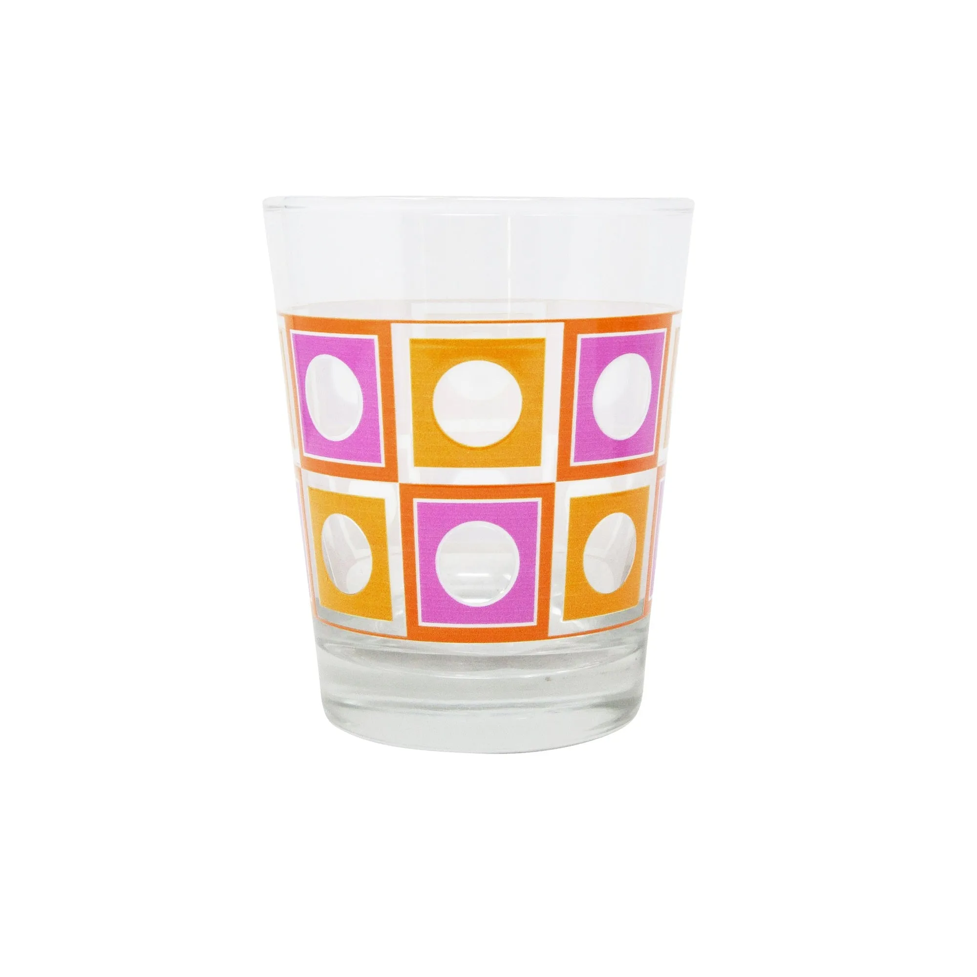 Modern Home Bar Orange and Pink Square Peg Old Fashioned Glasses