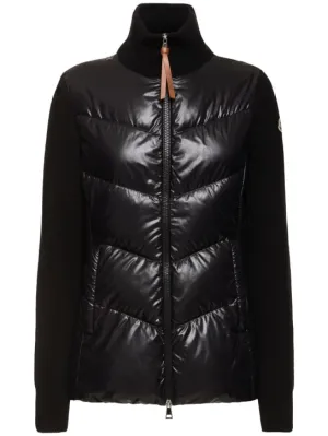 Moncler   Padded wool blend zip-up down cardigan 