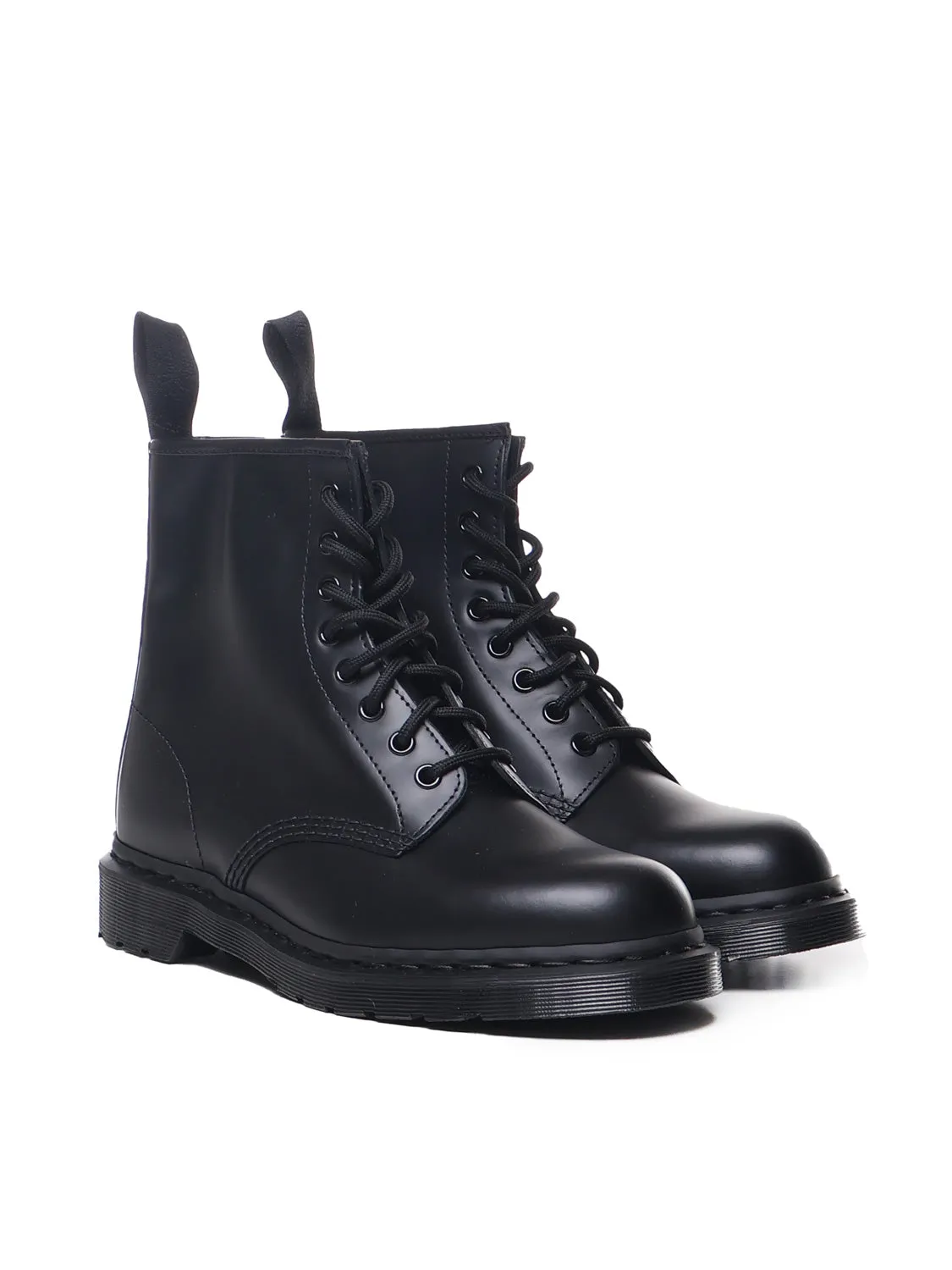 Mono Black Smooth Lace-Up Boots