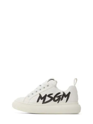 MSGM   Logo print cotton blend lace-up sneakers 