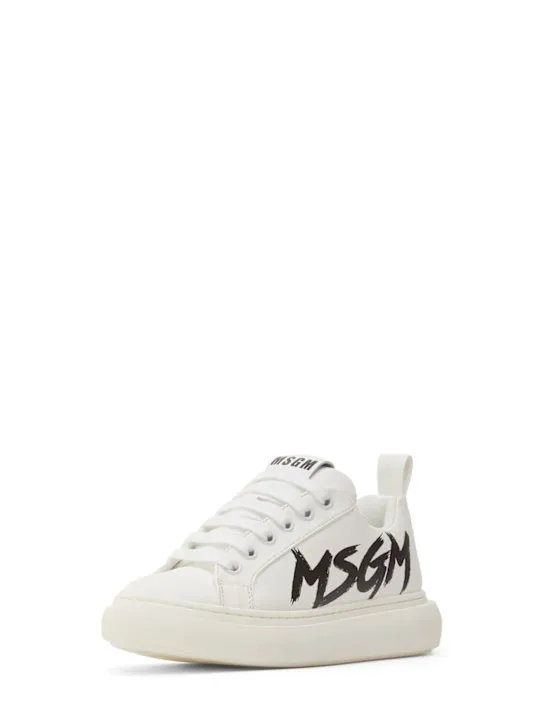 MSGM   Logo print cotton blend lace-up sneakers 