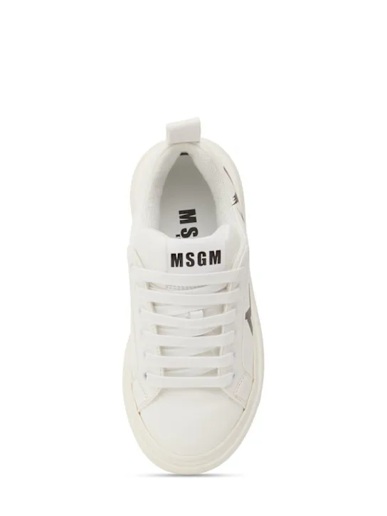 MSGM   Logo print cotton blend lace-up sneakers 