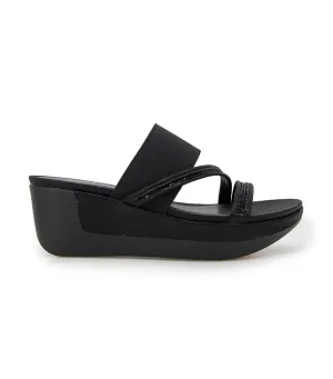 Paula Platform Wedge Sandal Black