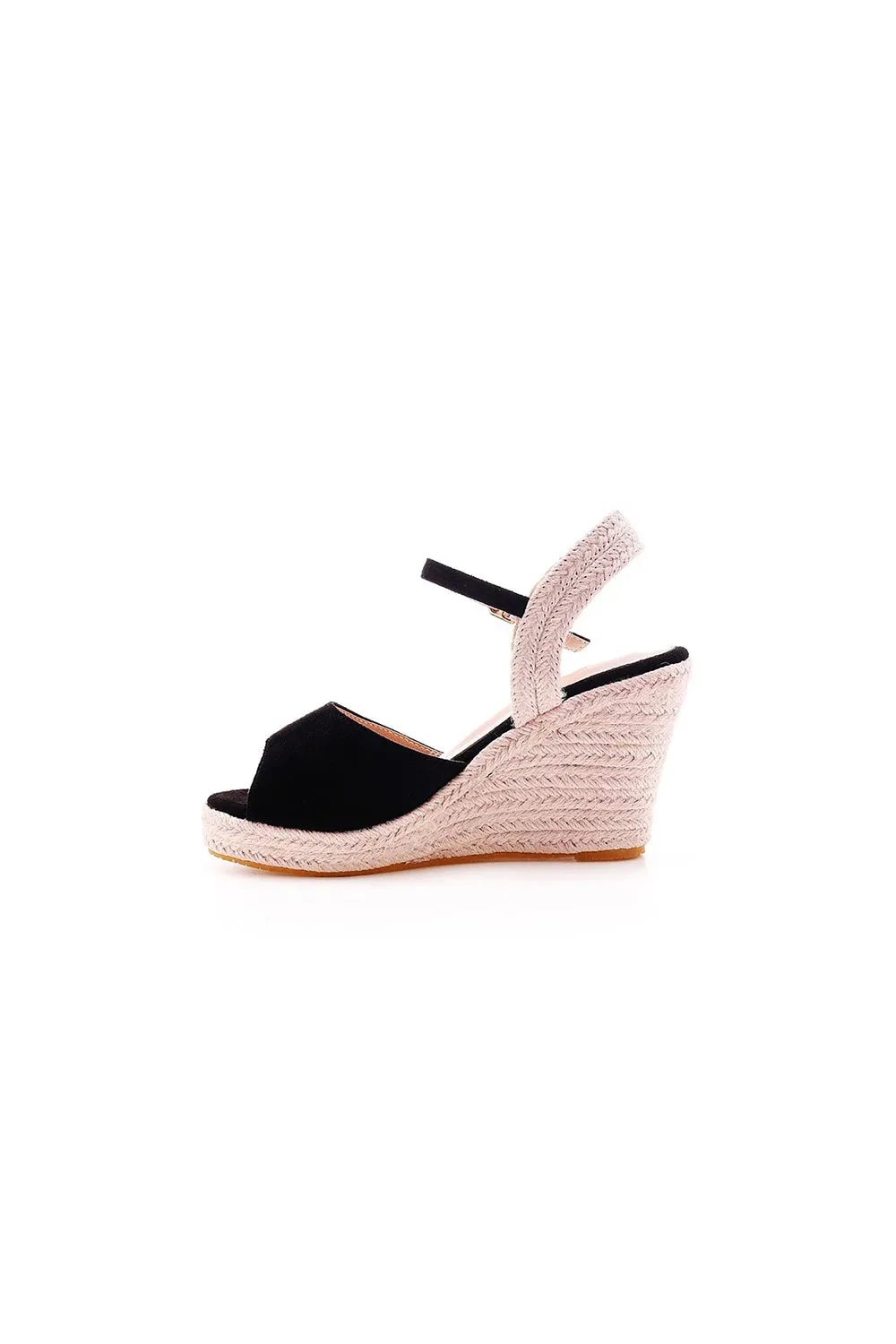 Peep Toe Espadrille Buckle Strap Wedge Sandals