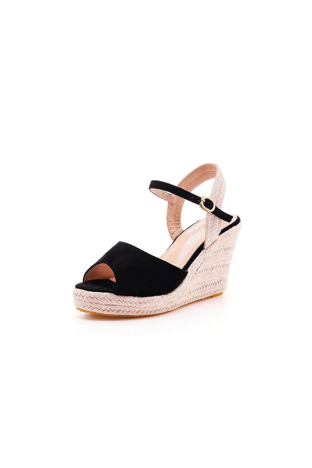 Peep Toe Espadrille Buckle Strap Wedge Sandals