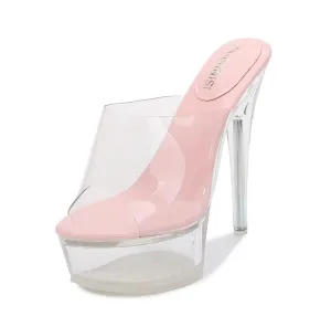 PINK TRANSPARENT PLATFORM HEELS