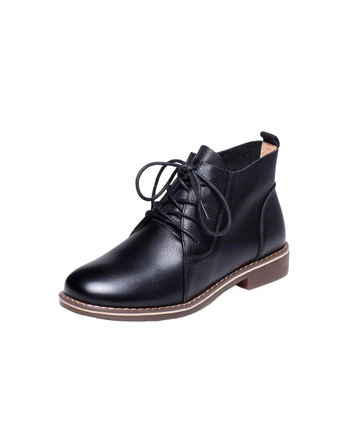 Pointed Toe Lace-up Retro Flat Boots