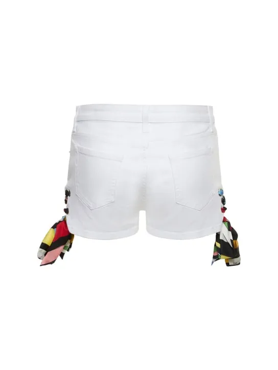 Pucci   Denim mini shorts w/foulard laces 