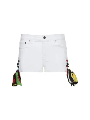 Pucci   Denim mini shorts w/foulard laces 