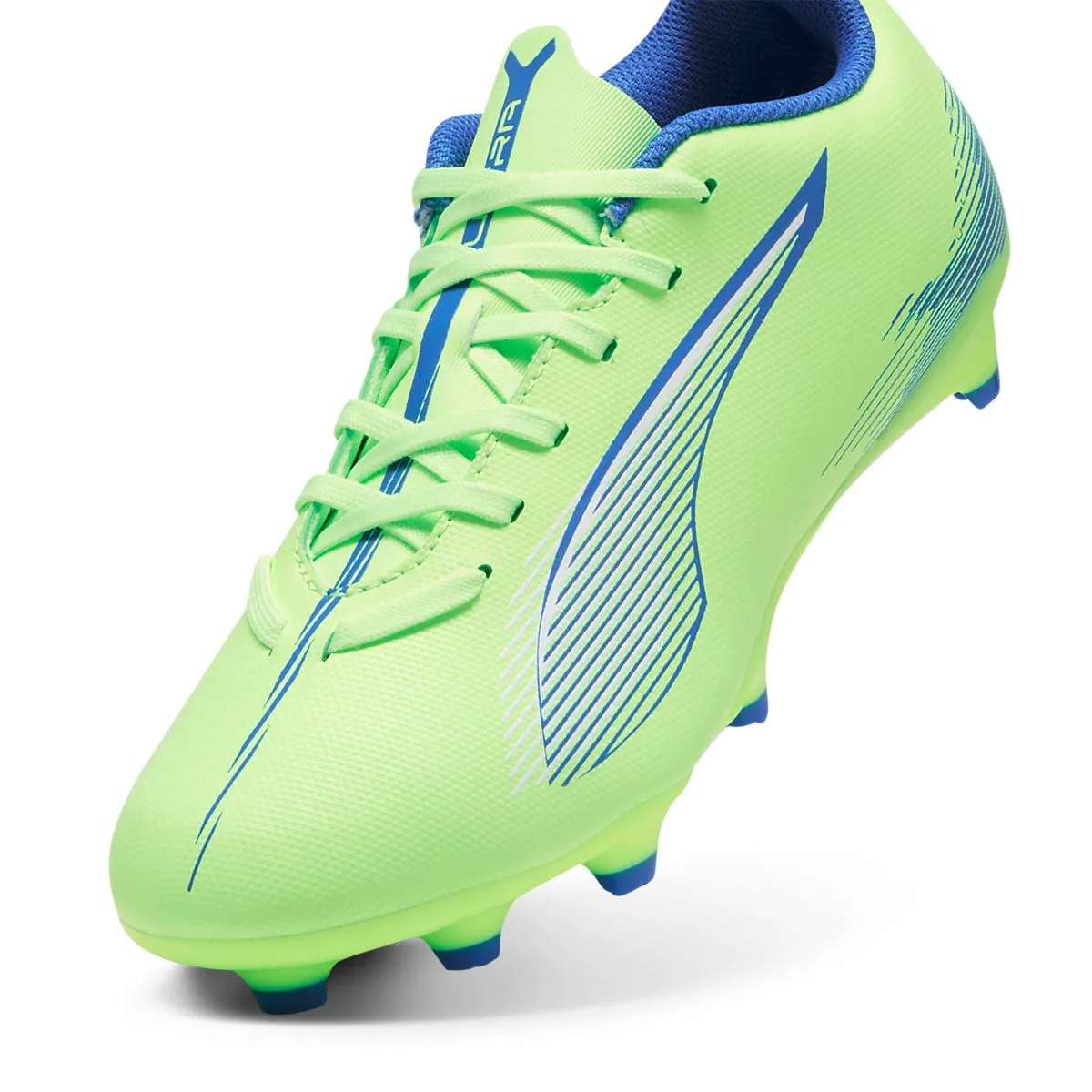 Puma Ultra 5 Play FG/AG Football Boots - Youth - Fizzy Apple/White/Blue