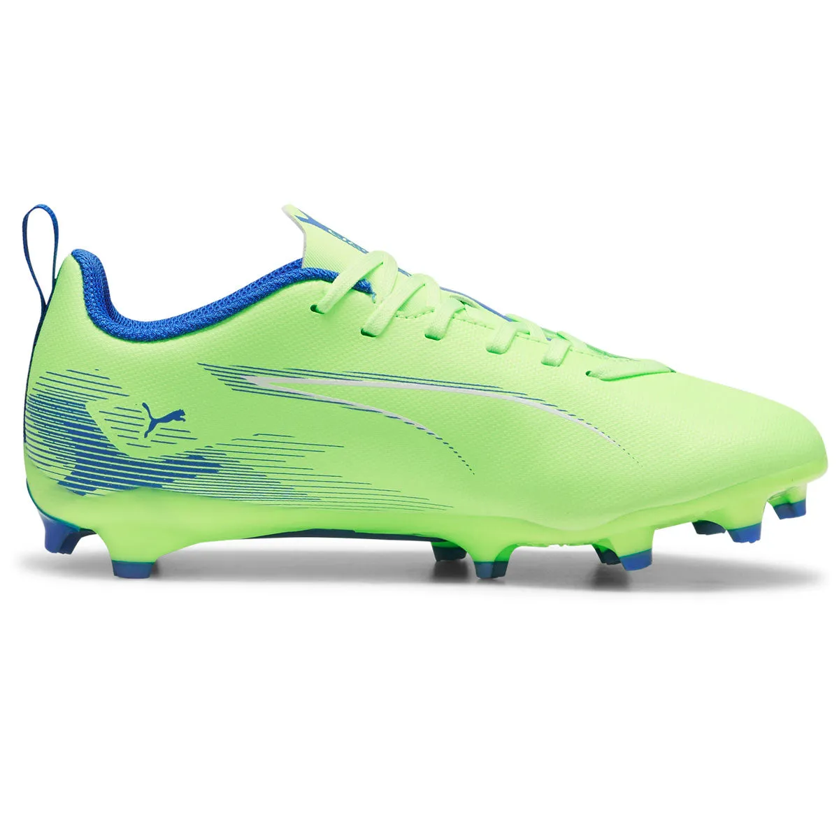 Puma Ultra 5 Play FG/AG Football Boots - Youth - Fizzy Apple/White/Blue