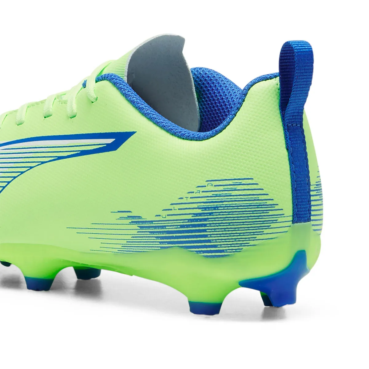 Puma Ultra 5 Play FG/AG Football Boots - Youth - Fizzy Apple/White/Blue