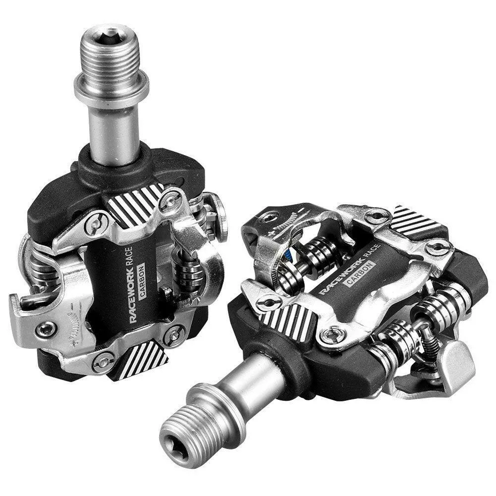 RACEWORK MTB Bike Pedals Mountain Bicycle Sealed Bearing Clipless Pedals Lightweight Dual Platform SPD Pedal 9/16 Inch for MTB Mountain Bike Road Bike