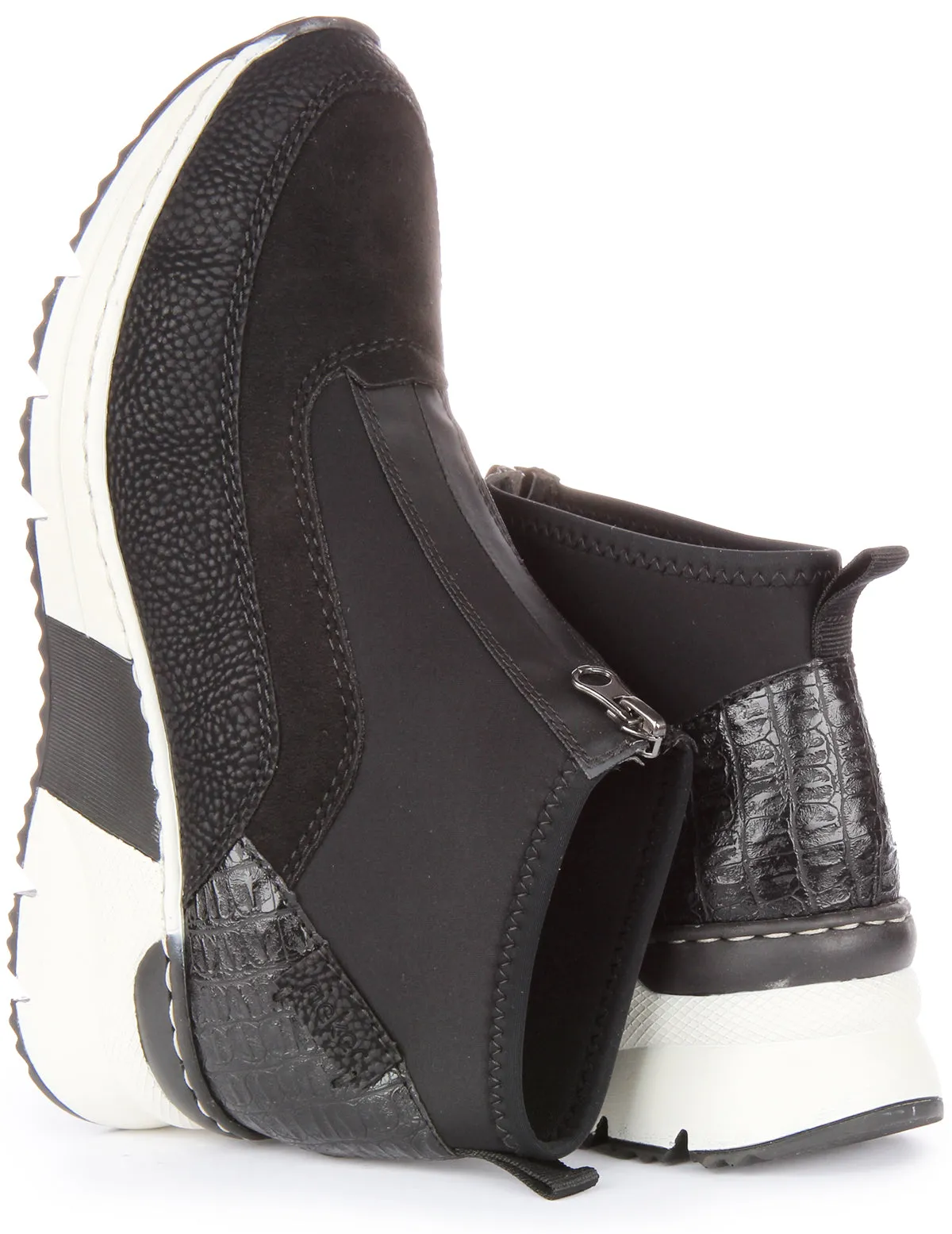 Rieker N6352-00 In Black Zip Up Trainer For Women