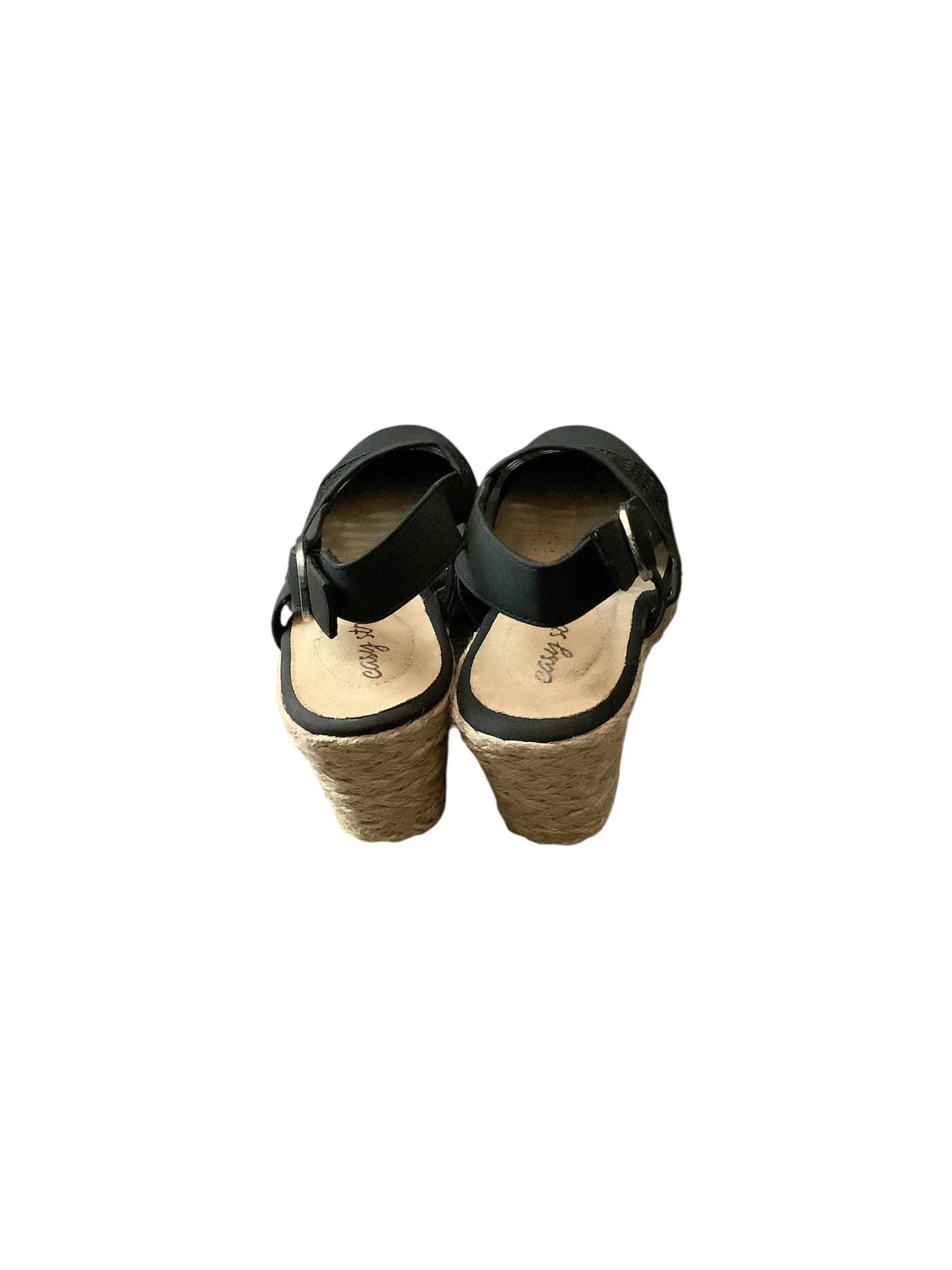 Sandals Heels Wedge By Easy Street In Black & Tan, Size: 7.5