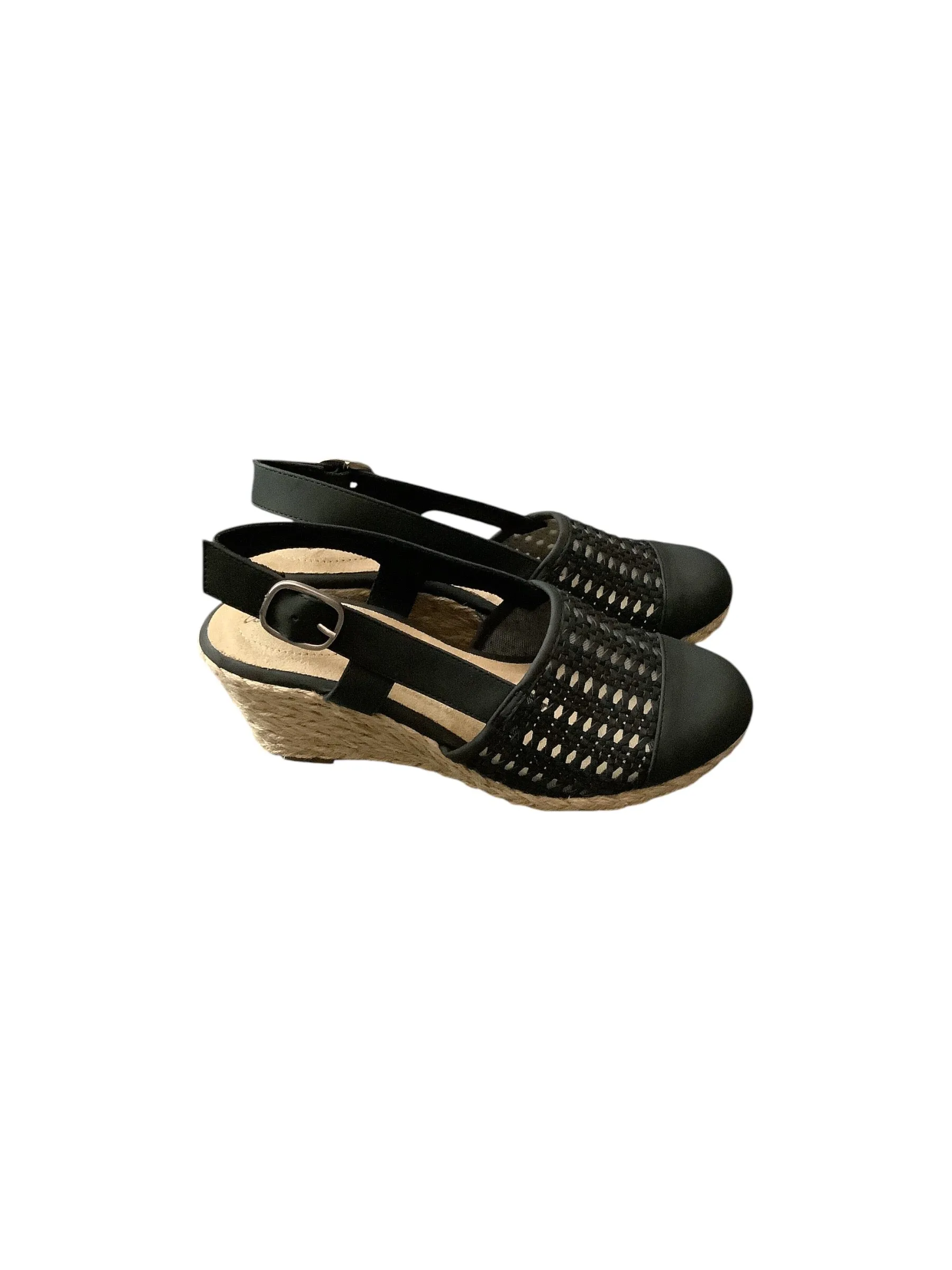 Sandals Heels Wedge By Easy Street In Black & Tan, Size: 7.5