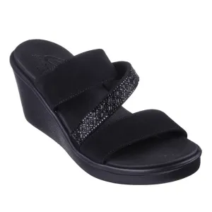 Skechers Womens Wedge Sandal Rumble On - Social Glam Black