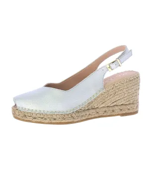 Slingback Wedge Espadrilles Metallic Silver