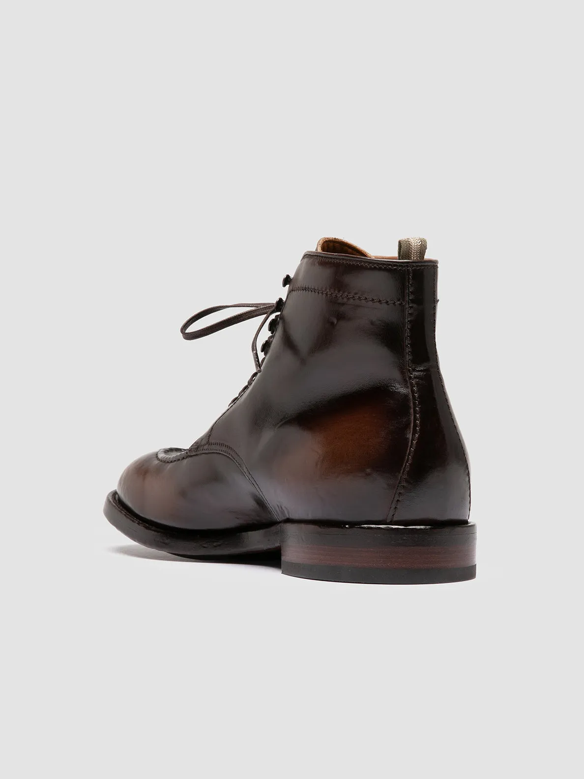 TEMPLE 006 - Brown Leather Lace-up Boots