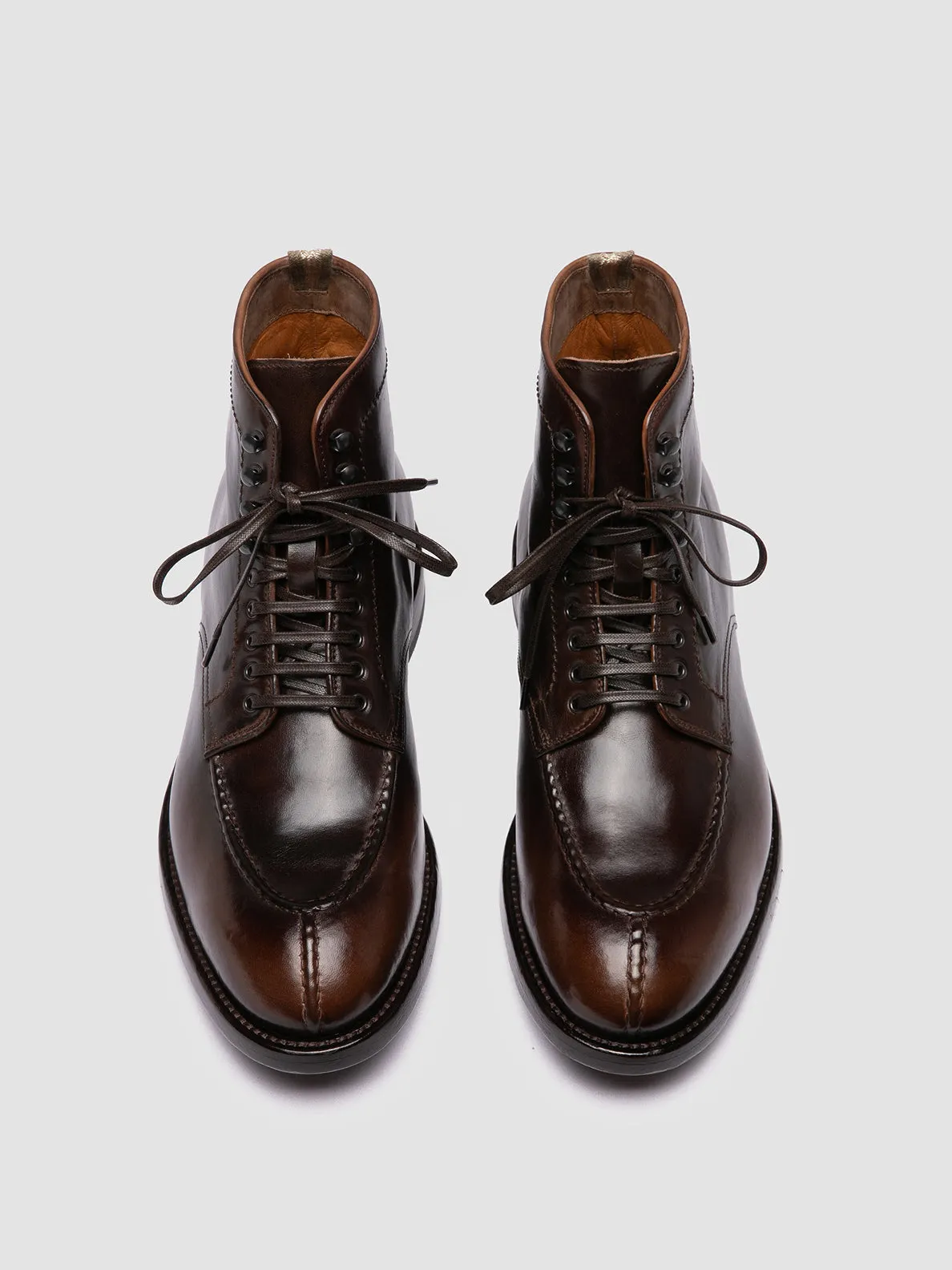 TEMPLE 006 - Brown Leather Lace-up Boots