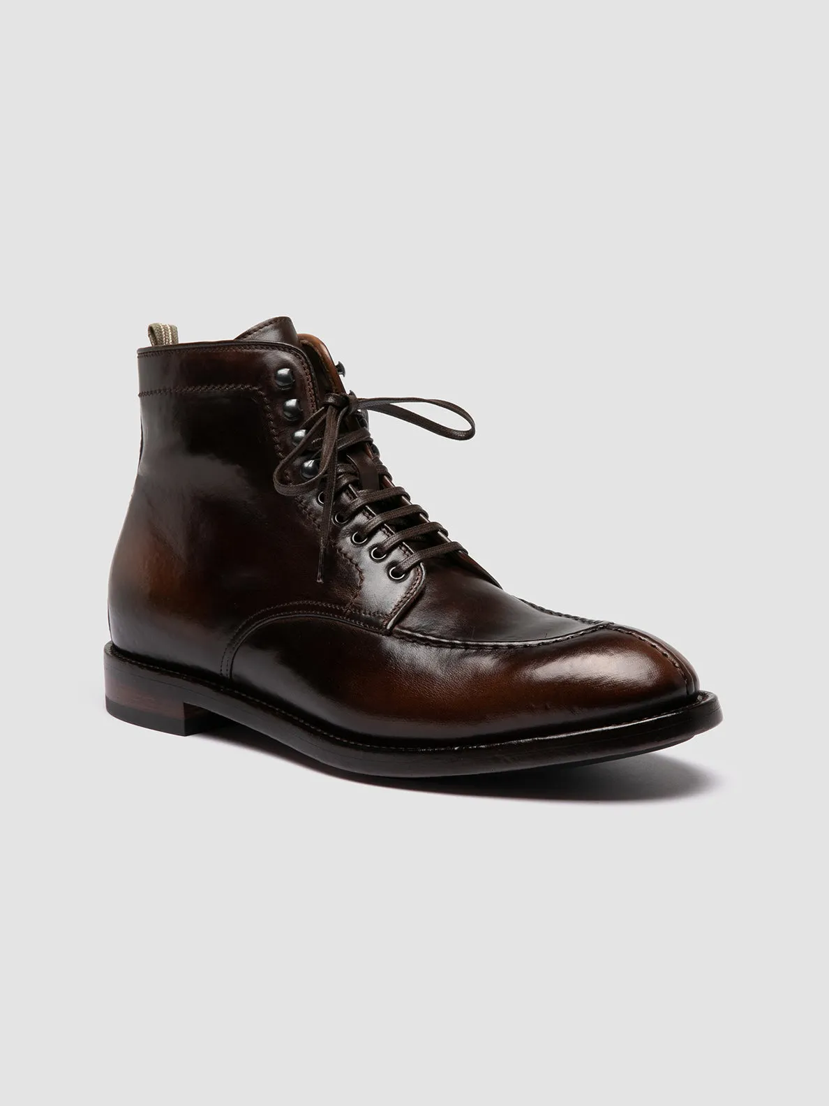 TEMPLE 006 - Brown Leather Lace-up Boots