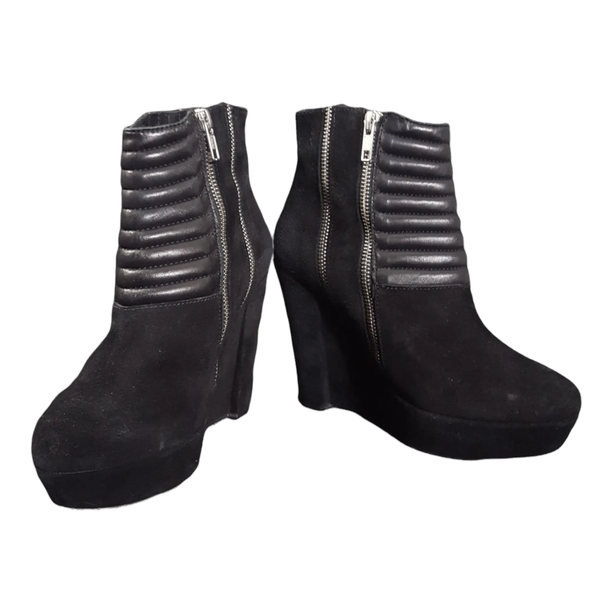 The Kooples Suede and Leather Quilted Zip Ankle Booties size 37