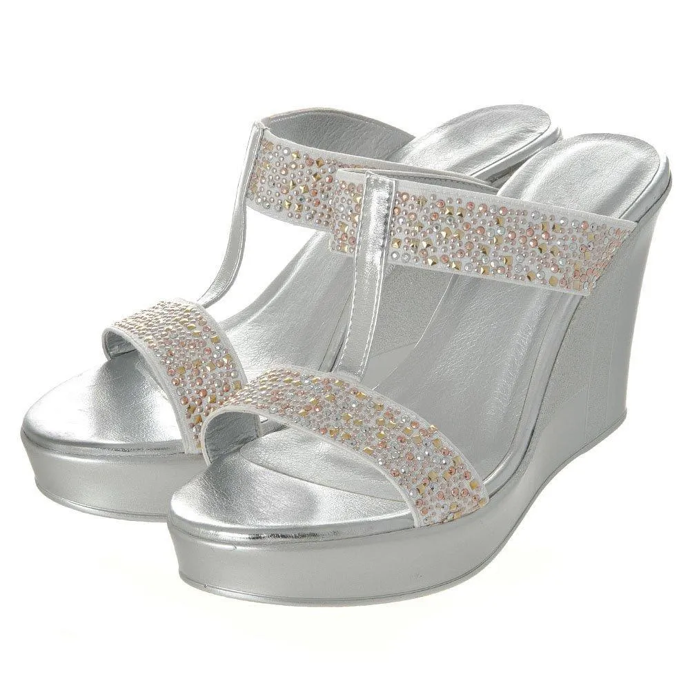 Tiffany 2 Strap T-Bar Platform Wedge Mule
