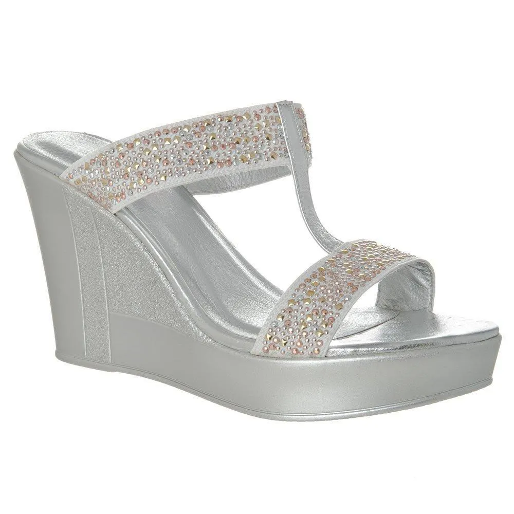 Tiffany 2 Strap T-Bar Platform Wedge Mule