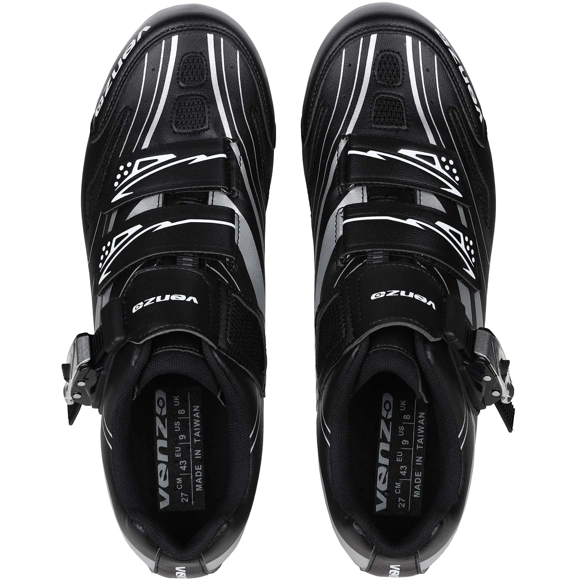 Venzo RX Bicycle Unisex Men's or Women's Road Cycling Riding Shoes - Compatible with Peloton for Shimano SPD & Look ARC Delta - Perfect for Indoor Indoor Road Racing Bikes Black 45