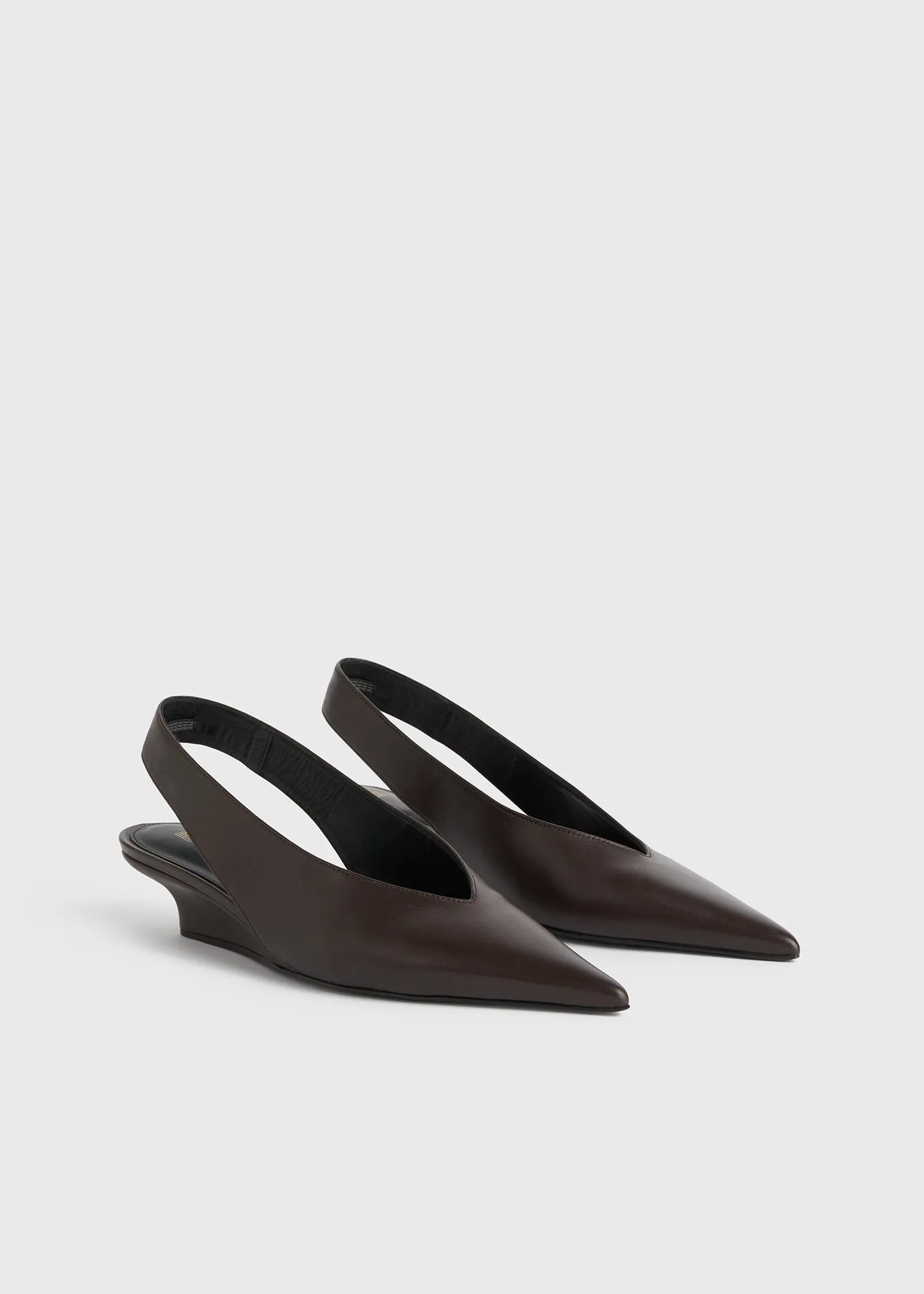 Wedge-heel Nappa slingbacks bark