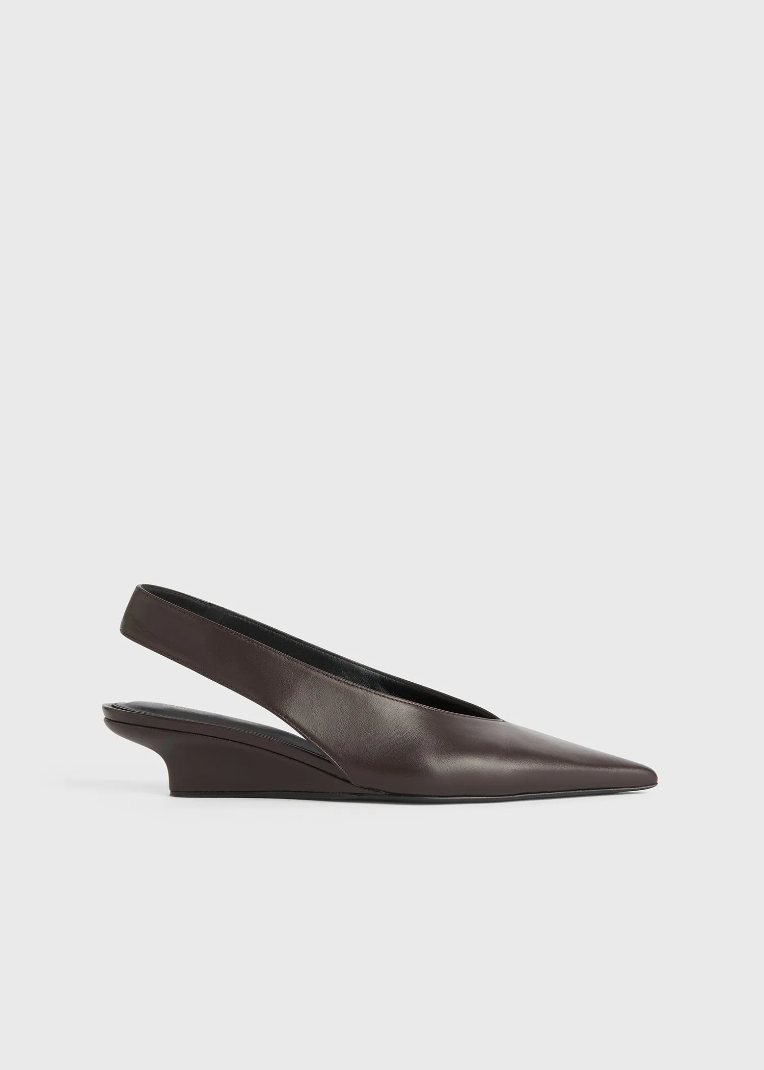 Wedge-heel Nappa slingbacks bark