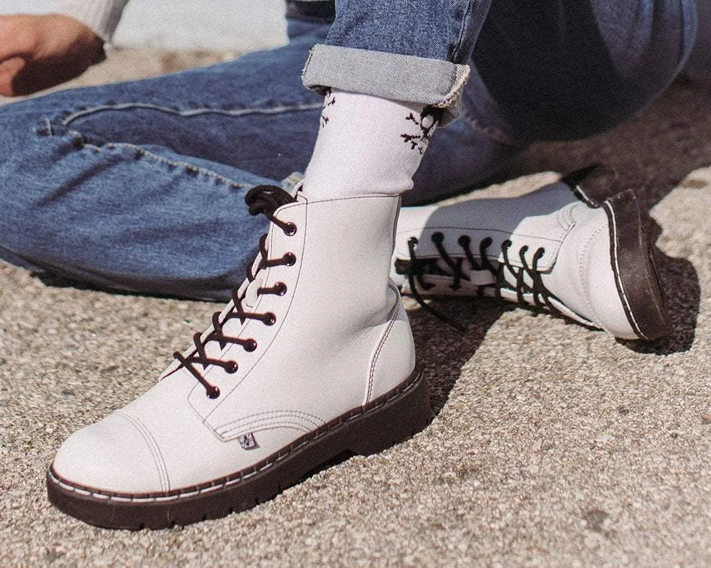 White TUKskin™  7-Eye Capped Toe Boot