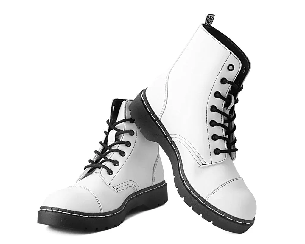 White TUKskin™  7-Eye Capped Toe Boot