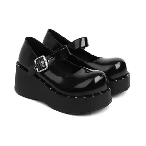 Women's Buckle Mary Jane Platform Wedge Heels Shoes