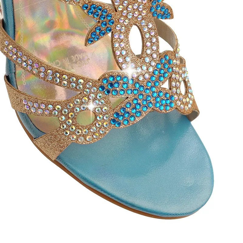 Women's Rhinestone Wedge Heels Sandals Dress Shoes for Summer 3872