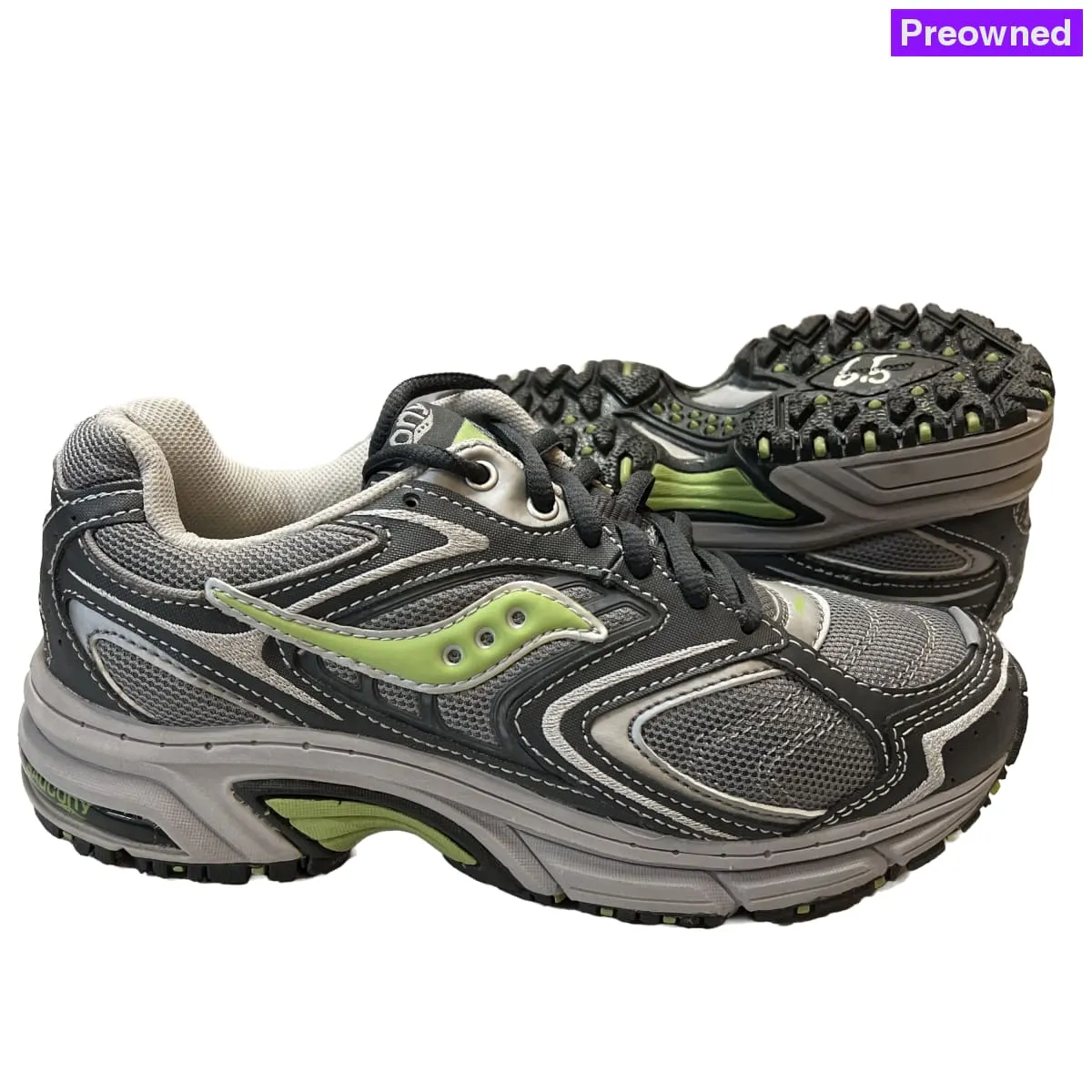 Women's Saucony •Ridge TR-Original• Trail Running Shoe - Gray/Green- Size 6.5M Preowned