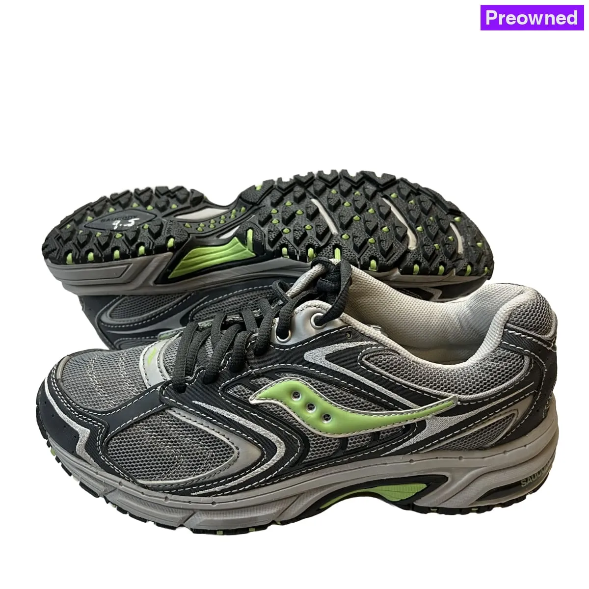 Women's Saucony •Ridge TR-Original• Trail Running Shoe - Gray/Green- Size 9.5M Preowned