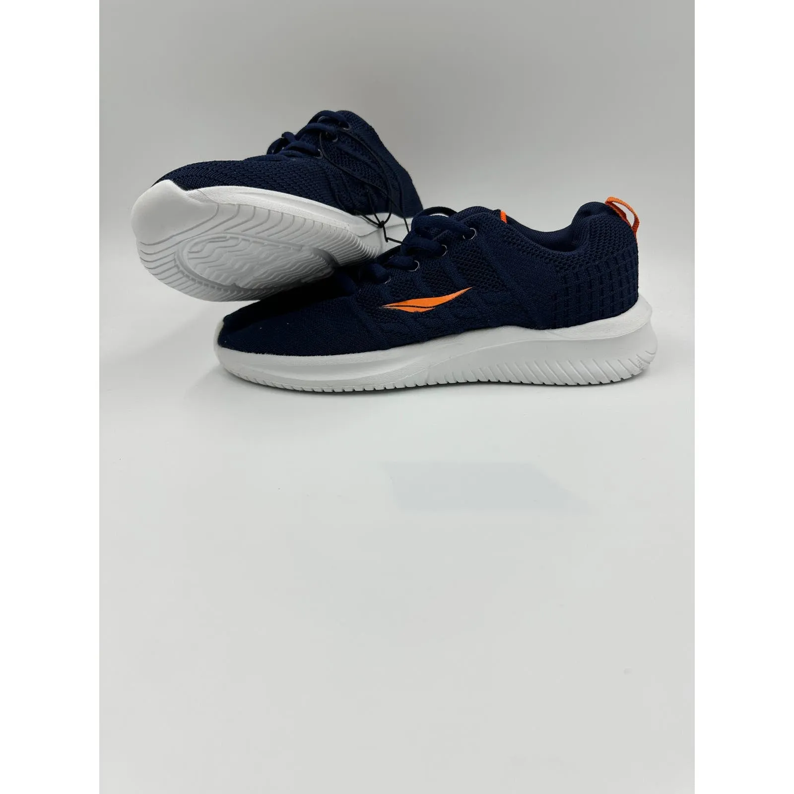 Women's Size 6, Navy Knit Upper with Orange Accents and Thick White Sole