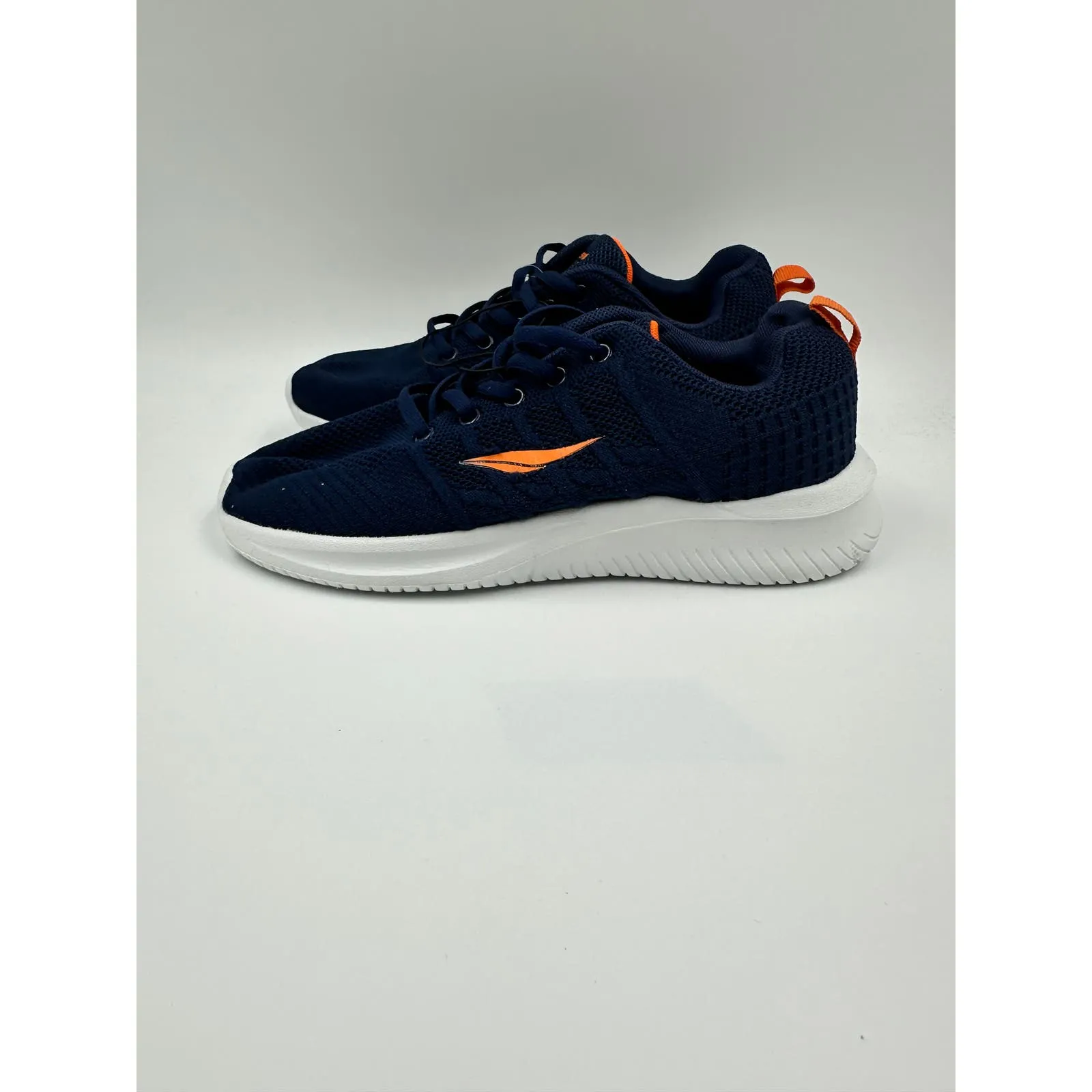 Women's Size 6, Navy Knit Upper with Orange Accents and Thick White Sole