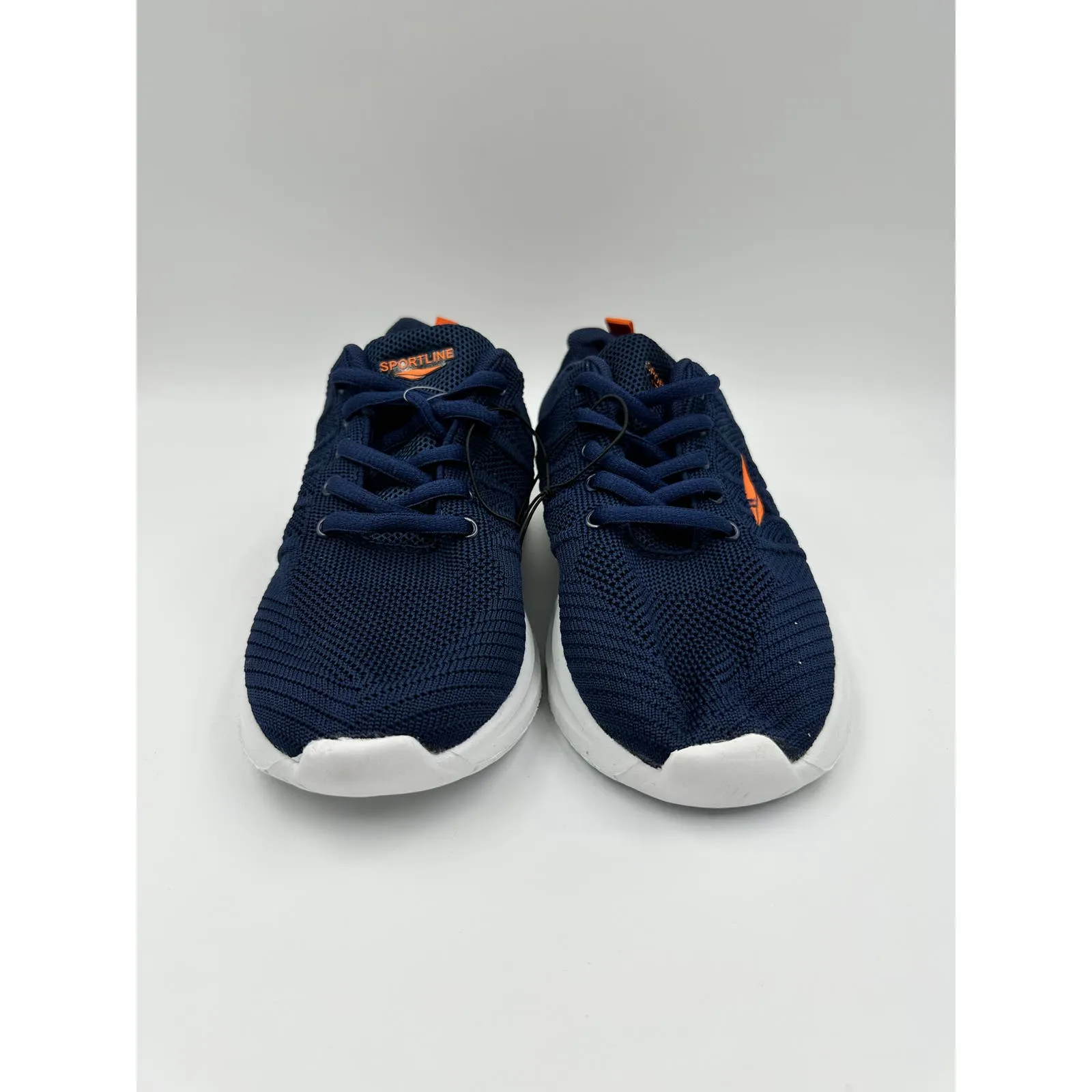 Women's Size 6, Navy Knit Upper with Orange Accents and Thick White Sole