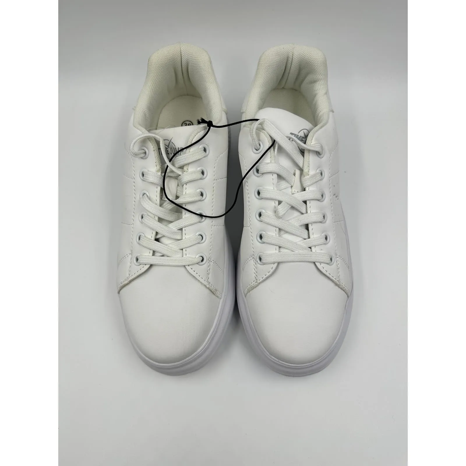 Women's Size 7, All White Synthetic Sneaker with Thick Sole for Ultimate Support