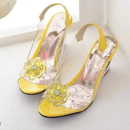 Women's transparent peep toe wedge slingback sandals